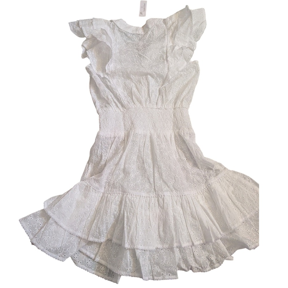 Poupette St Barth Camila Broderie Anglaise Mini Dress White 100% Cotton XS NEW - Picture 9 of 10